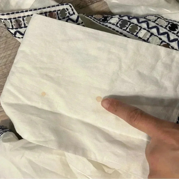 Tory Burch Tunic White  Embroidery Silver Mirror Bling Beachy NWT - Picture 7 of 14